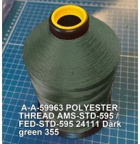 A-A-59963 Polyester Thread Type II (Coated) Size FF Tex 135 AMS-STD-595 / FED-STD-595 Color 24111 Dark green 355