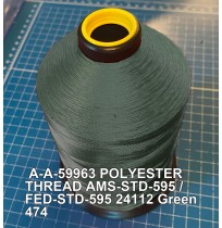 A-A-59963 Polyester Thread Type II (Coated) Size FF Tex 135 AMS-STD-595 / FED-STD-595 Color 24112 Green 474