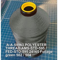 A-A-59963 Polyester Thread Type II (Coated) Size FF Tex 135 AMS-STD-595 / FED-STD-595 Color 24165 Foliage green 502 / 504