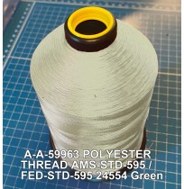 A-A-59963 Polyester Thread Type II (Coated) Size FF Tex 135 AMS-STD-595 / FED-STD-595 Color 24554 Green