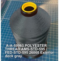 A-A-59963 Polyester Thread Type II (Coated) Size FF Tex 135 AMS-STD-595 / FED-STD-595 Color 26008 Exterior deck gray