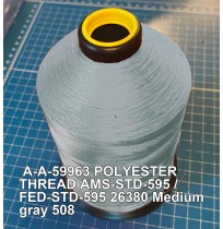 A-A-59963 Polyester Thread Type II (Coated) Size FF Tex 135 AMS-STD-595 / FED-STD-595 Color 26380 Medium gray 508