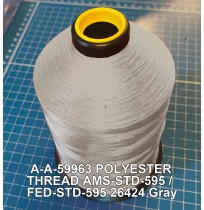 A-A-59963 Polyester Thread Type II (Coated) Size FF Tex 135 AMS-STD-595 / FED-STD-595 Color 26424 Gray