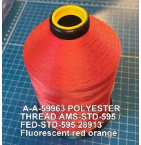 A-A-59963 Polyester Thread Type I (Non-Coated) Size AA Tex 30 AMS-STD-595 / FED-STD-595 Color 28913 Fluorescent red orange