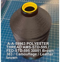 A-A-59963 Polyester Thread Type II (Coated) Size FF Tex 135 AMS-STD-595 / FED-STD-595 Color 30051 Brown 383 / Camouflage / Leather brown