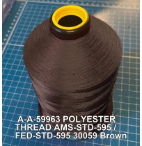 A-A-59963 Polyester Thread Type I (Non-Coated) Size AA Tex 30 AMS-STD-595 / FED-STD-595 Color 30059 Brown