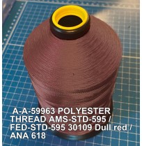 A-A-59963 Polyester Thread Type II (Coated) Size FF Tex 135 AMS-STD-595 / FED-STD-595 Color 30109 Dull red / ANA 618