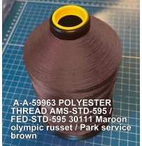 A-A-59963 Polyester Thread Type II (Coated) Size FF Tex 135 AMS-STD-595 / FED-STD-595 Color 30111 Maroon olympic russet / Park service brown
