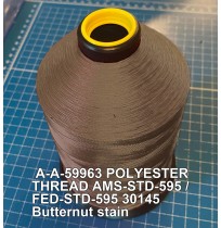 A-A-59963 Polyester Thread Type I (Non-Coated) Size AA Tex 30 AMS-STD-595 / FED-STD-595 Color 30145 Butternut stain