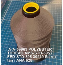 A-A-59963 Polyester Thread Type II (Coated) Size 3 Tex 210 AMS-STD-595 / FED-STD-595 Color 30219 Sierra tan / ANA 628