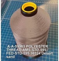 A-A-59963 Polyester Thread Type II (Coated) Size 3 Tex 210 AMS-STD-595 / FED-STD-595 Color 30324 Desert sand