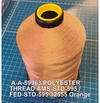 A-A-59963 Polyester Thread Type I (Non-Coated) Size 4 Tex 270 AMS-STD-595 / FED-STD-595 Color 32555 Orange