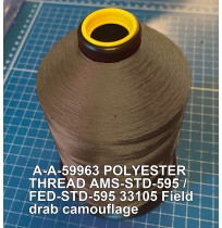 A-A-59963 Polyester Thread Type I (Non-Coated) Size 4 Tex 270 AMS-STD-595 / FED-STD-595 Color 33105 Field drab camouflage