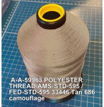 A-A-59963 Polyester Thread Type I (Non-Coated) Size 4 Tex 270 AMS-STD-595 / FED-STD-595 Color 33446 Tan 686 camouflage