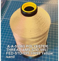 A-A-59963 Polyester Thread Type I (Non-Coated) Size AA Tex 30 AMS-STD-595 / FED-STD-595 Color 33695 Yellow sand