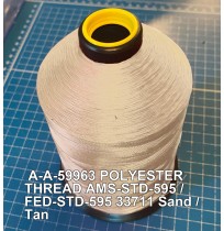 A-A-59963 Polyester Thread Type I (Non-Coated) Size AA Tex 30 AMS-STD-595 / FED-STD-595 Color 33711 Sand / Tan