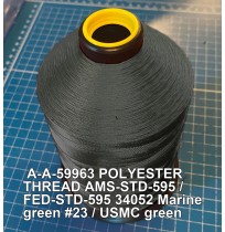 A-A-59963 Polyester Thread Type I (Non-Coated) Size 4 Tex 270 AMS-STD-595 / FED-STD-595 Color 34052 Marine green #23 / USMC green