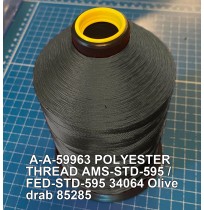 A-A-59963 Polyester Thread Type I (Non-Coated) Size 4 Tex 270 AMS-STD-595 / FED-STD-595 Color 34064 Olive drab 85285