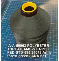 A-A-59963 Polyester Thread Type I (Non-Coated) Size 4 Tex 270 AMS-STD-595 / FED-STD-595 Color 34079 Army forest green / ANA 631