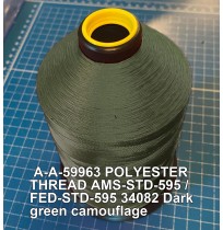 A-A-59963 Polyester Thread Type I (Non-Coated) Size 4 Tex 270 AMS-STD-595 / FED-STD-595 Color 34082 Dark green camouflage