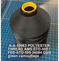 A-A-59963 Polyester Thread Type I (Non-Coated) Size 4 Tex 270 AMS-STD-595 / FED-STD-595 Color 34084 Dark green camouflage