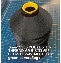 A-A-59963 Polyester Thread Type II (Coated) Size F Tex 90 AMS-STD-595 / FED-STD-595 Color 34084 Dark green camouflage