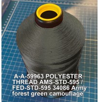 A-A-59963 Polyester Thread Type I (Non-Coated) Size 4 Tex 270 AMS-STD-595 / FED-STD-595 Color 34086 Army forest green camouflage