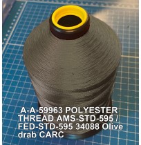 A-A-59963 Polyester Thread Type I (Non-Coated) Size 4 Tex 270 AMS-STD-595 / FED-STD-595 Color 34088 Olive drab CARC