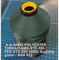 A-A-59963 Polyester Thread Type I (Non-Coated) Size 4 Tex 270 AMS-STD-595 / FED-STD-595 Color 34092 Gunship green / ANA 612