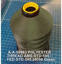 A-A-59963 Polyester Thread Type I (Non-Coated) Size 4 Tex 270 AMS-STD-595 / FED-STD-595 Color 34098 Green
