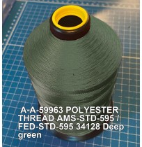 A-A-59963 Polyester Thread Type I (Non-Coated) Size AA Tex 30 AMS-STD-595 / FED-STD-595 Color 34128 Deep green