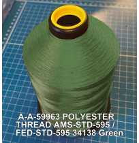 A-A-59963 Polyester Thread Type I (Non-Coated) Size FF Tex 135 AMS-STD-595 / FED-STD-595 Color 34138 Green