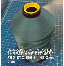 A-A-59963 Polyester Thread Type I (Non-Coated) Size AA Tex 30 AMS-STD-595 / FED-STD-595 Color 34148 Green blue