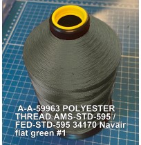 A-A-59963 Polyester Thread Type I (Non-Coated) Size 5 Tex 350 AMS-STD-595 / FED-STD-595 Color 34170 Navair flat green #1