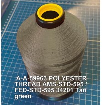 A-A-59963 Polyester Thread Type II (Coated) Size E Tex 70 AMS-STD-595 / FED-STD-595 Color 34201 Tan green