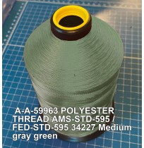 A-A-59963 Polyester Thread Type II (Coated) Size FF Tex 135 AMS-STD-595 / FED-STD-595 Color 34227 Medium gray green