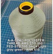 A-A-59963 Polyester Thread Type II (Coated) Size 4 Tex 270 AMS-STD-595 / FED-STD-595 Color 34424 Light gray green / ANA 610