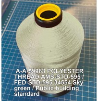 A-A-59963 Polyester Thread Type II (Coated) Size 3 Tex 210 AMS-STD-595 / FED-STD-595 Color 34554 Sky green / Public building standard