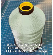 A-A-59963 Polyester Thread Type II (Coated) Size AA Tex 30 AMS-STD-595 / FED-STD-595 Color 34670 Green