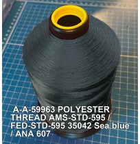 A-A-59963 Polyester Thread Type II (Coated) Size F Tex 90 AMS-STD-595 / FED-STD-595 Color 35042 Sea blue / ANA 607