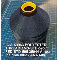 A-A-59963 Polyester Thread Type II (Coated) Size 3 Tex 210 AMS-STD-595 / FED-STD-595 Color 35044 Aircraft insignia blue / ANA 608