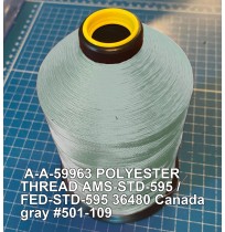 A-A-59963 Polyester Thread Type II (Coated) Size 4 Tex 270 AMS-STD-595 / FED-STD-595 Color 36480 Canada gray #501-109