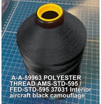 A-A-59963 Polyester Thread Type I (Non-Coated) Size A Tex 21 AMS-STD-595 / FED-STD-595 Color 37031 Interior aircraft black camouflage