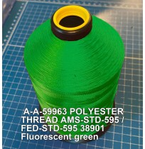 A-A-59963 Polyester Thread Type II (Coated) Size 6 Tex 400 AMS-STD-595 / FED-STD-595 Color 38901 Fluorescent green