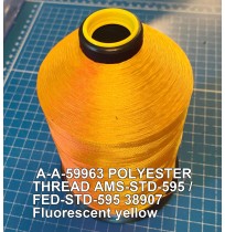 A-A-59963 Polyester Thread Type I (Non-Coated) Size FF Tex 135 AMS-STD-595 / FED-STD-595 Color 38907 Fluorescent yellow