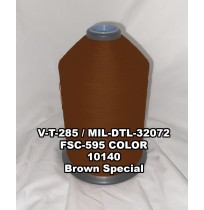 MIL-DTL-32072 Polyester Thread, Type I, Tex 92, Size F, Color Brown Special 10140 