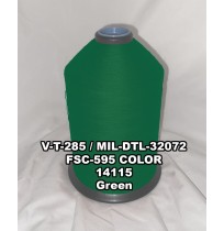 V-T-285F Polyester Thread, Type II, Tex 69, Size E, Color Green 14115
