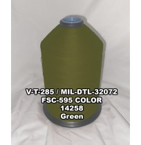 MIL-DTL-32072 Polyester Thread, Type I, Tex 207, Size 3/C, Color Green 14258