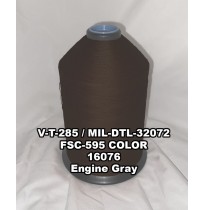 V-T-285F Polyester Thread, Type II, Tex 92, Size F, Color Engine Gray 16076