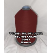 V-T-285F Polyester Thread, Type I, Tex 33, Size AA, Color Maroon 20061 